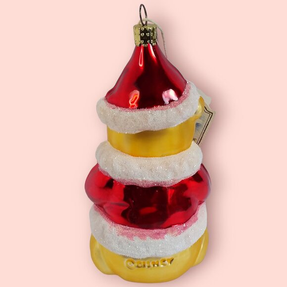 Vtg 1997 Disney Winnie the Pooh Mercury Glass Ornament Santa Suit Hunny Pot main image 2